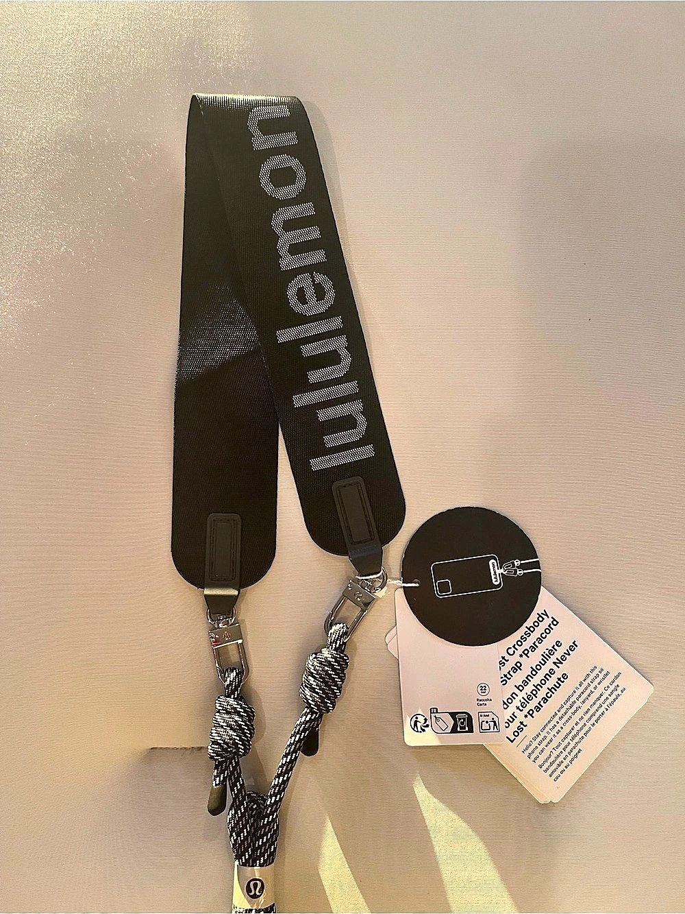 lululemon Never Lost Crossbody Phone Strap *Paracord Black & Silver* SOLD OUT!!!